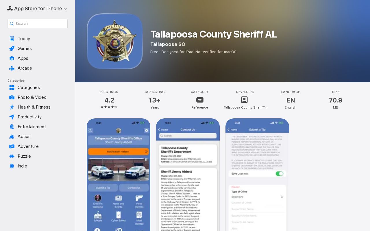 Tallapoosa County most wanted sheriff app feature