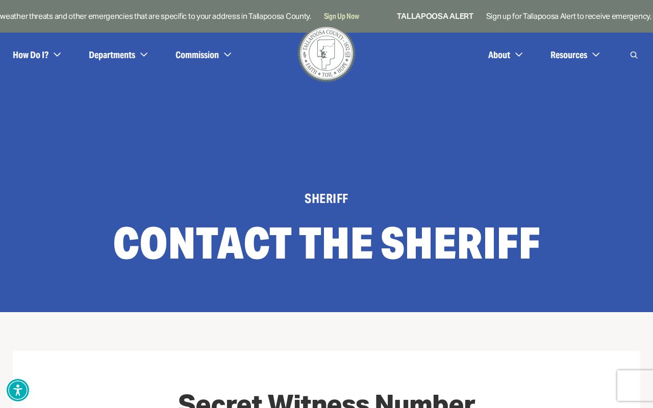 Tallapoosa County sheriff general contact form fields
